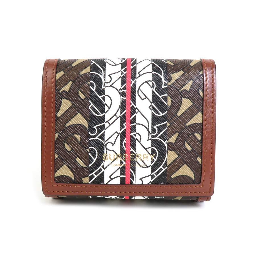 【新品未使用】BURBERRY 二つ折り財布 ダークブラウン　日本製 BURBERRY（バーバリー） 二つ折り財布 コーティングキャンバス