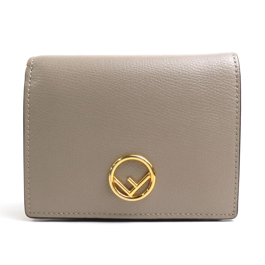 FENDI フェンディ 二つ折り財布 レザー ベージュ : ブランド