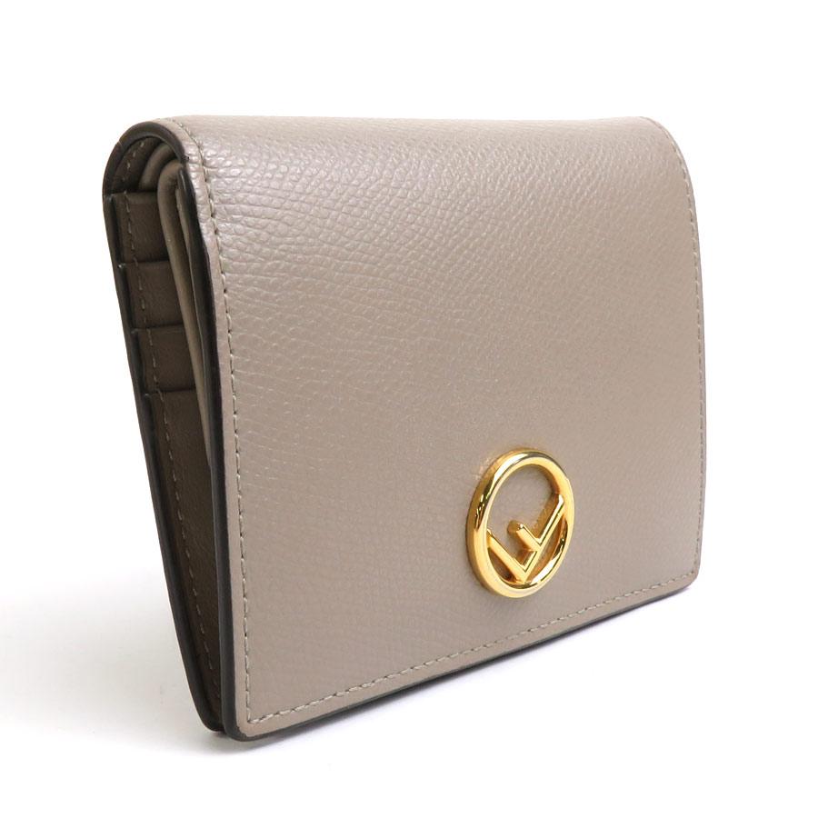 FENDI 二つ折り財布 ベージュ 保存袋付き FENDI フェンディ 二つ折り財布 レザー ベージュ : ブランド
