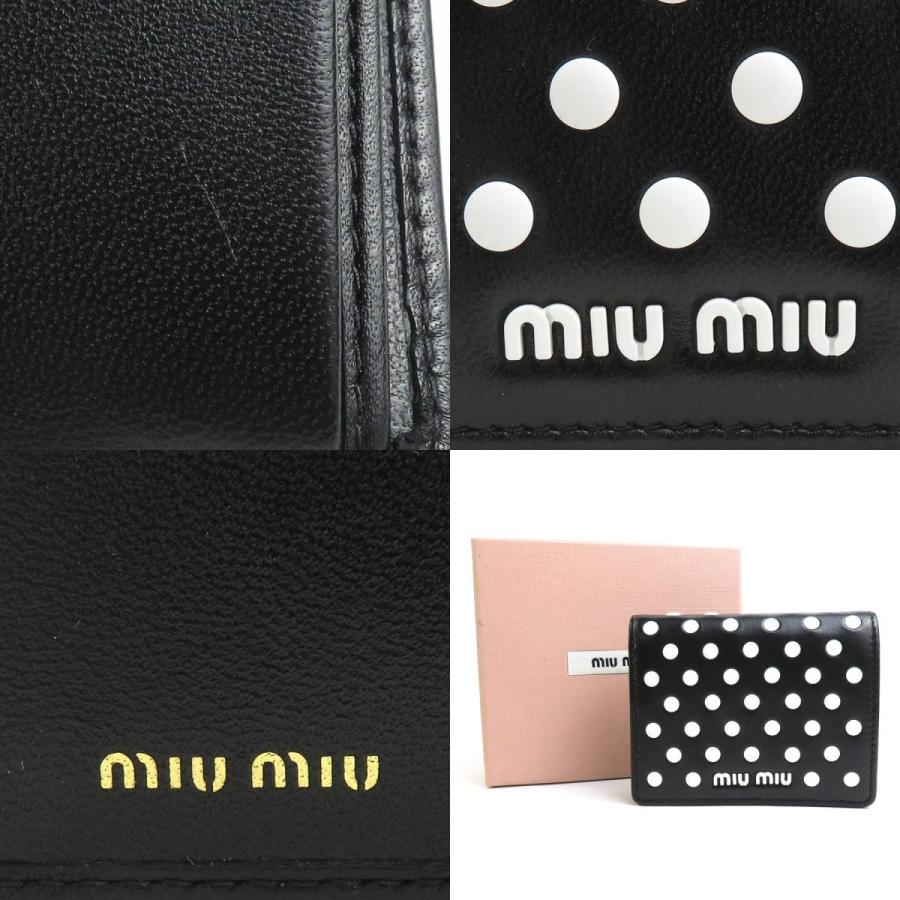 ミュウミュウ MIUMIU 二つ折り財布 レザー ブラック×ホワイト｜brandvalue-store｜05