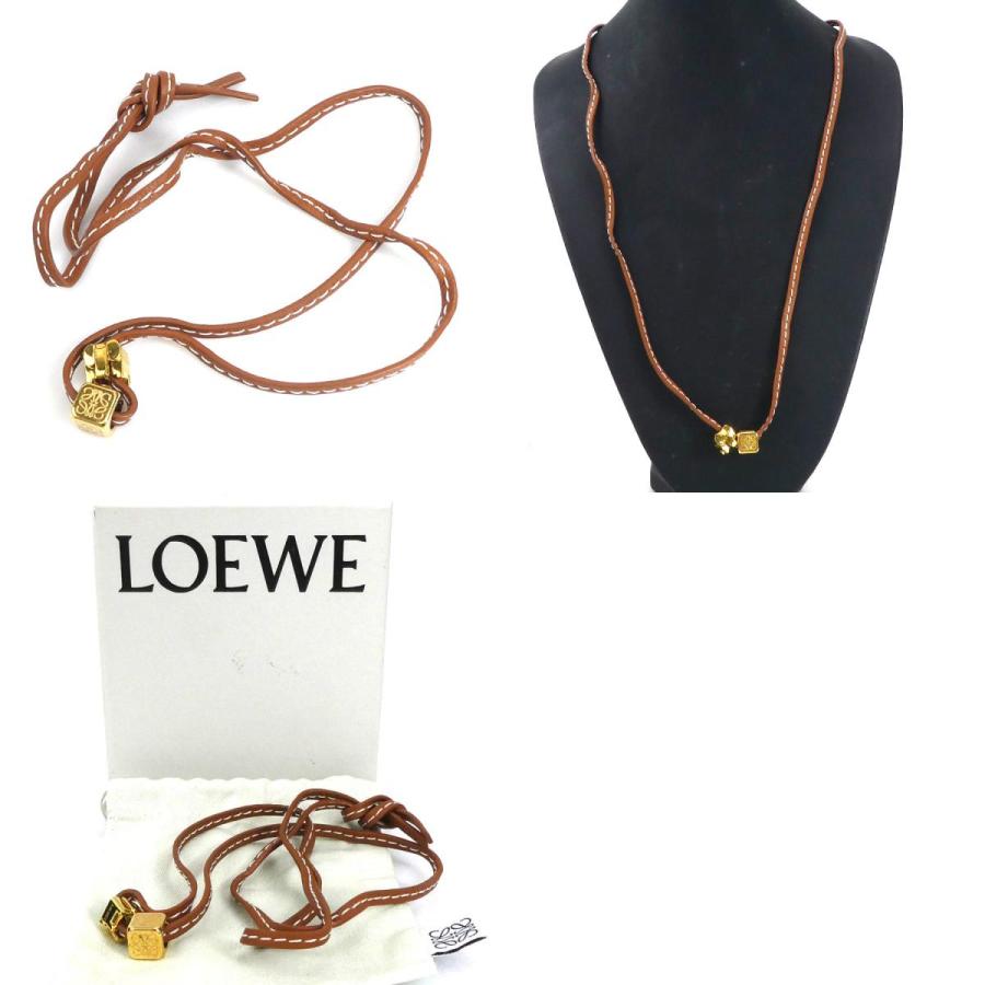 LOEWE ロエベ ネックレス レザー/メタル ブラウン : ブランド LOEWE ロエベ ネックレス レザー/メタル ブラウン : ブランド