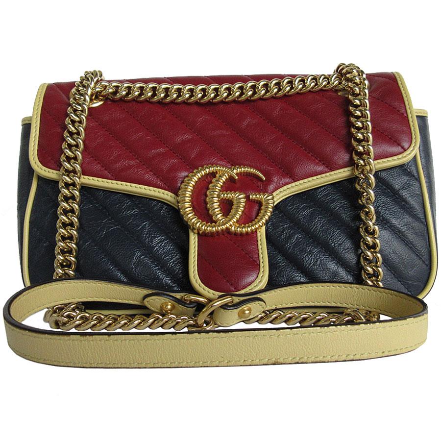 グッチ ショルダーバッグ GG柄,メタルバー GUCCI（グッチ） ショルダーバッグ GGマーモント レザー/メタル
