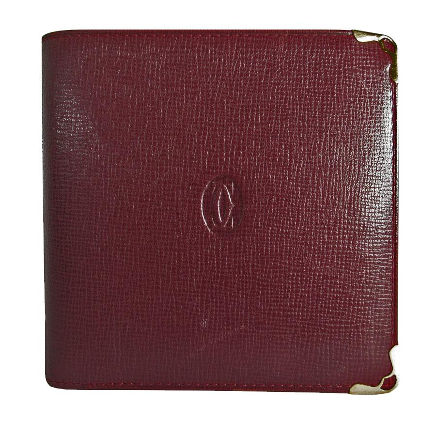 Cartier バーガンディ レザー 二つ折り財布 カルティエ Cartier カルティエ CARTIER 二つ折り財布 マストライン レザー