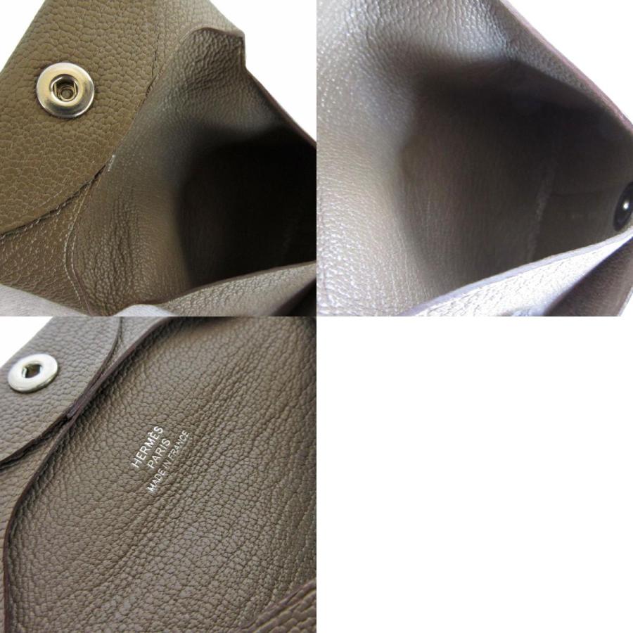 HERMES エルメス　グレージュ レザー コインケース　バスティア HERMES エルメス コインケース バスティア レザー グレージュ