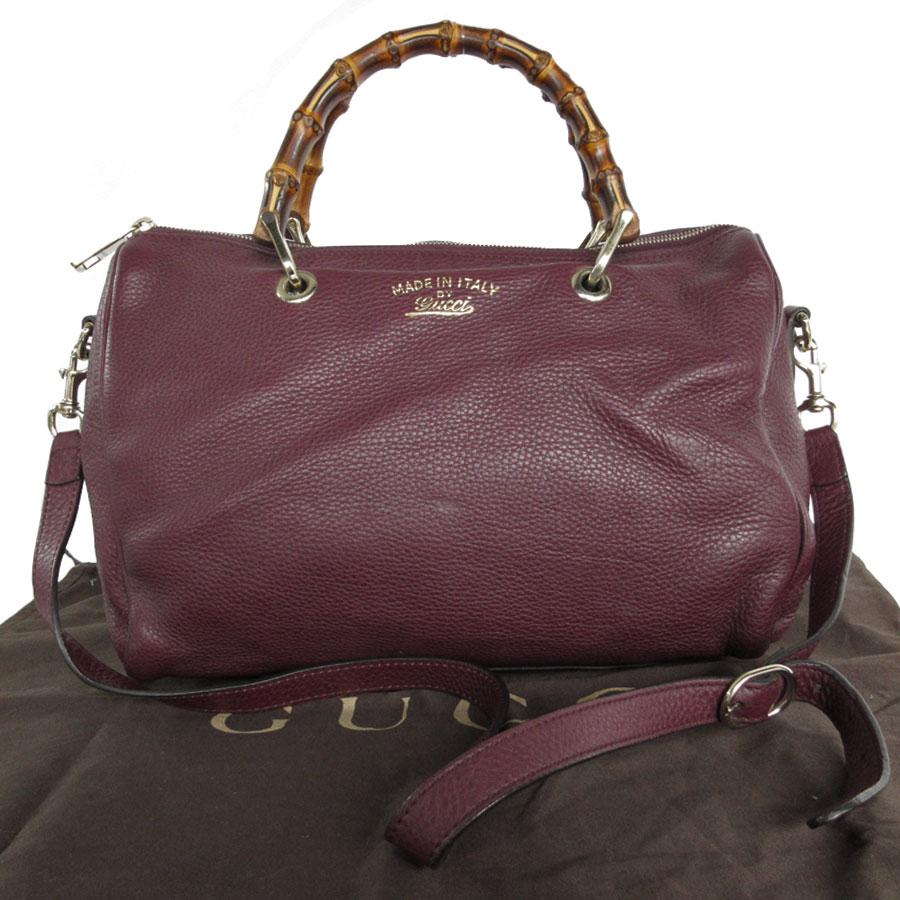 Gucci グッチ バンブー ボルドー レザーハンドバッグ GUCCI（グッチ） ハンドバッグ ショルダーバッグ バンブー レザー