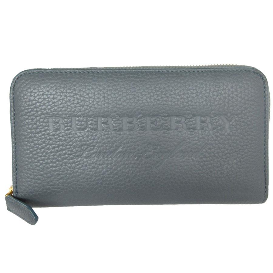 BURBERRY（バーバリー） ラウンドファスナー長財布 レザー ブルー