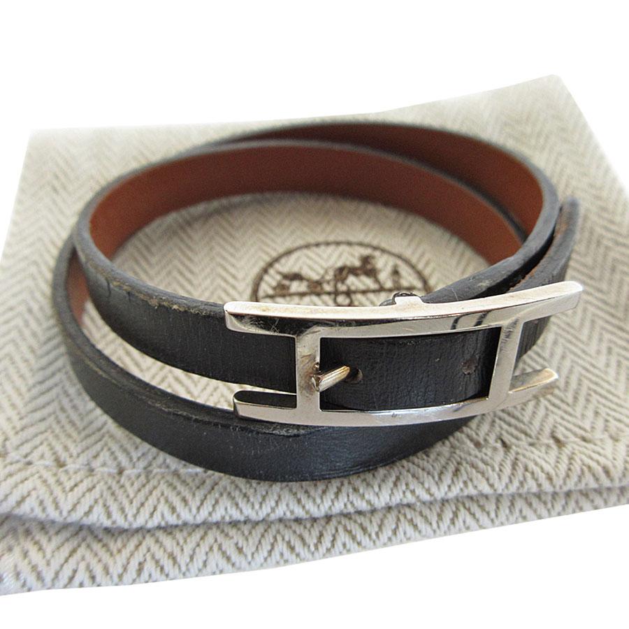 HERMES エルメス ブレスレット アピ レザー/メタル ブラック