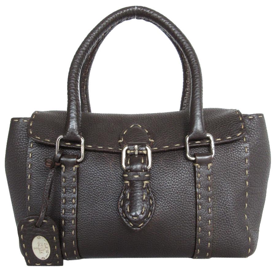 FENDI（フェンディ） ハンドバッグ セレリア レザー ダークブラウン