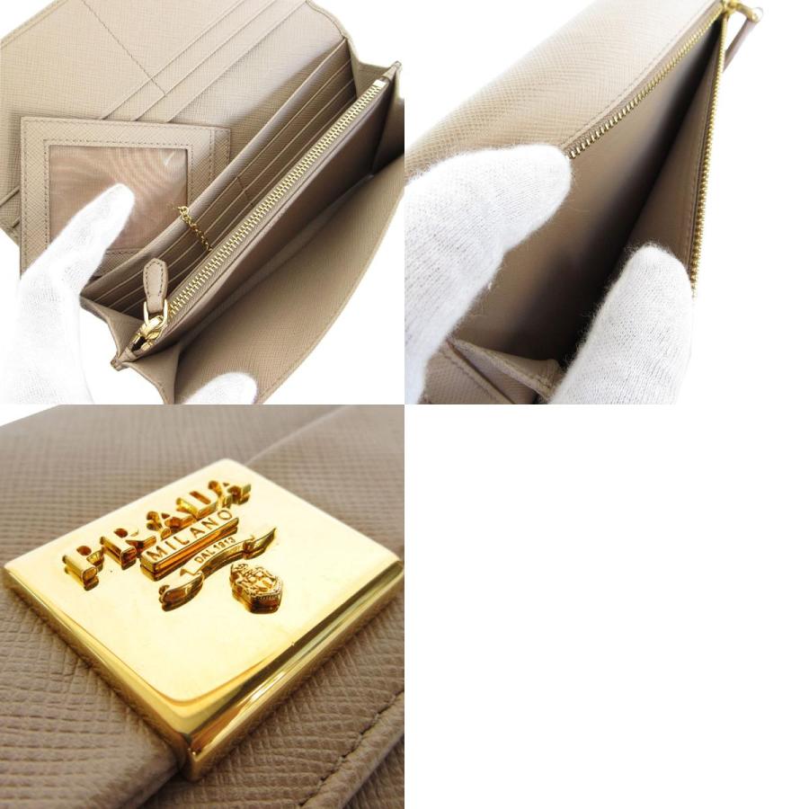 PRADA（プラダ） 二つ折り長財布 レザー グレージュ : ブランド