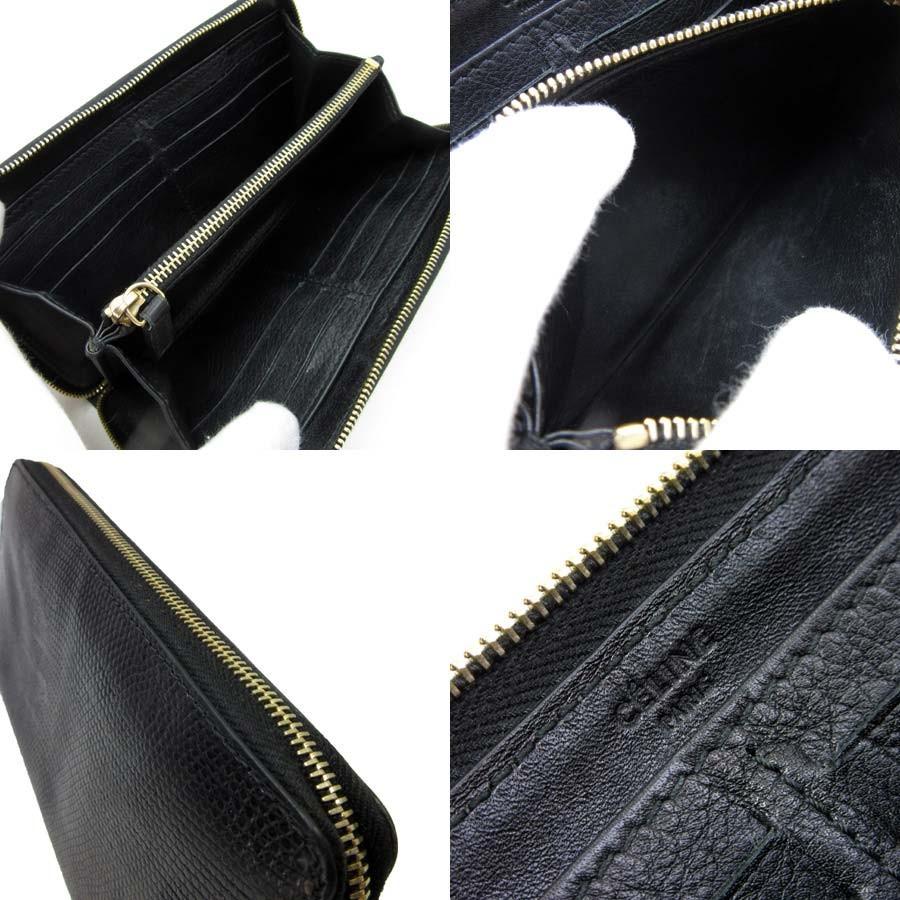 CELINE セリーヌ ラウンドファスナー長財布 レザー ブラックx