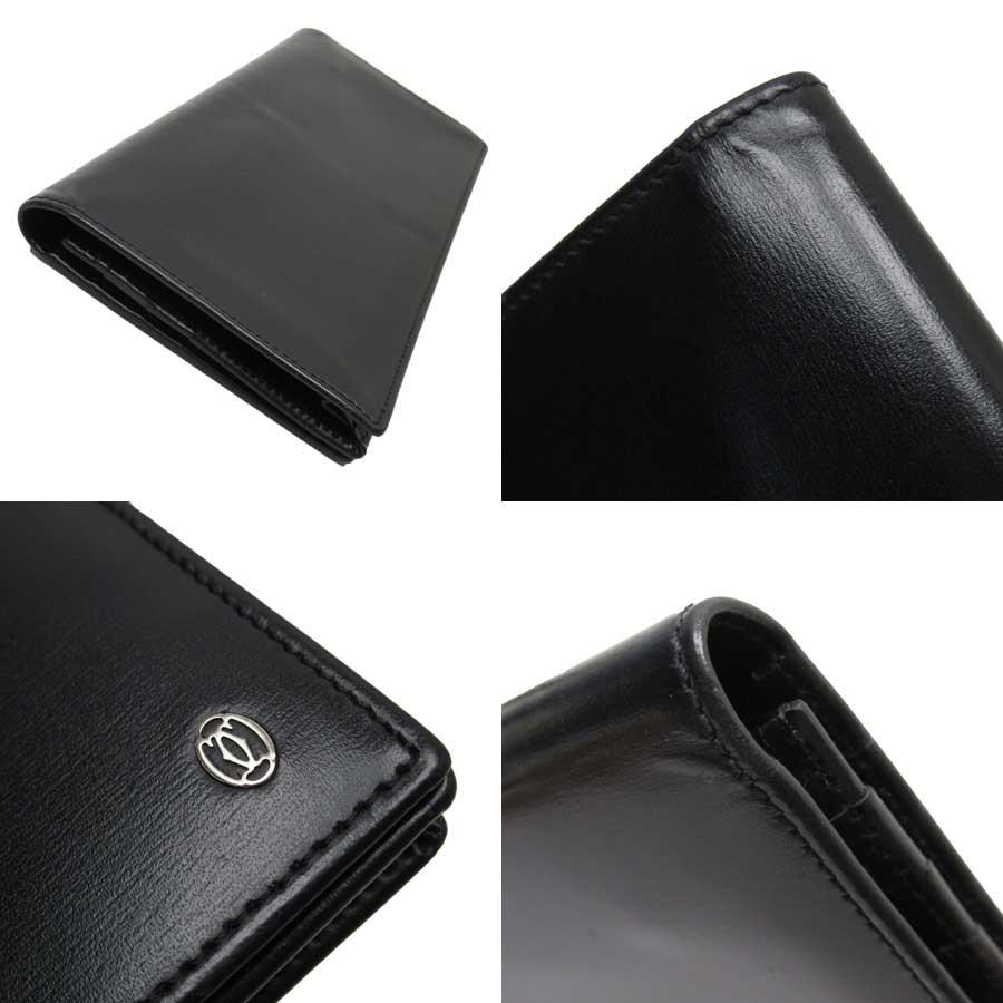美品✨Cartier カルティエ　二つ折り財布　ブラック　レザー Cartier カルティエ 財布 メンズ ブランド パシャ 二つ折り財布