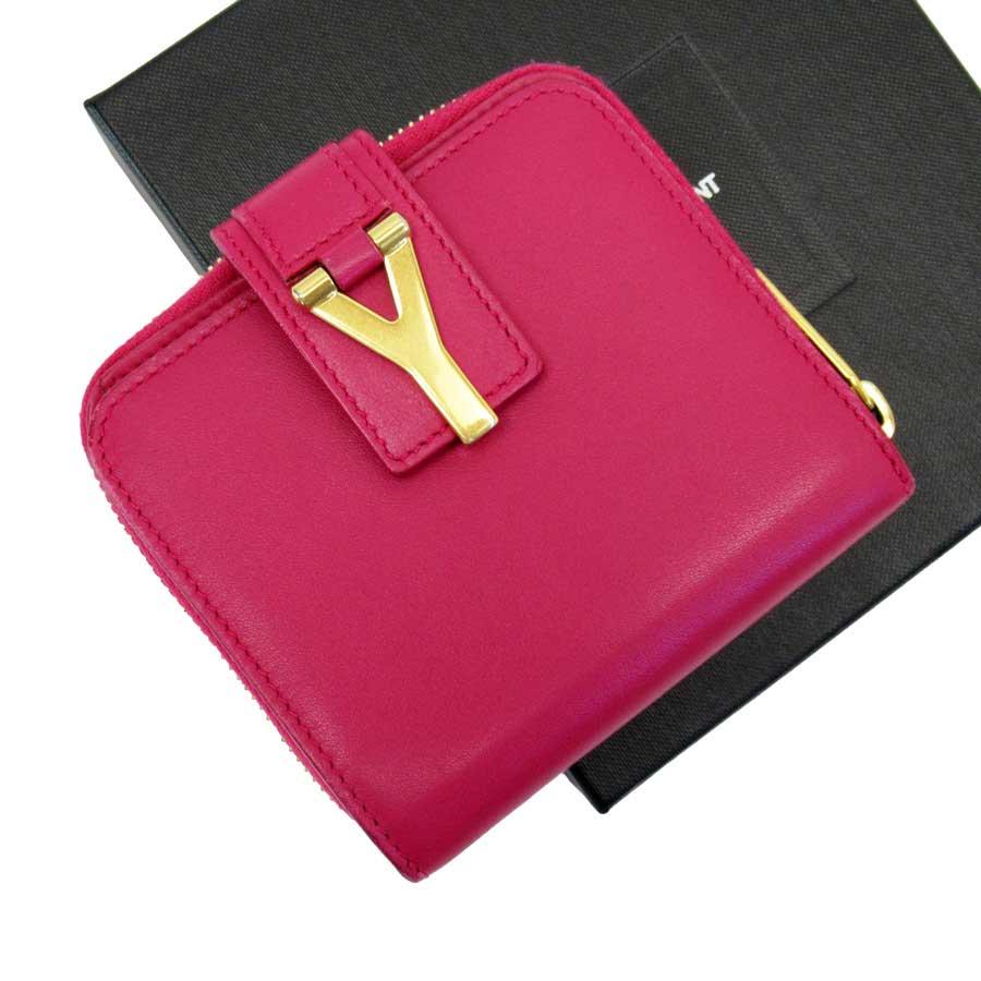サンローラン SAINT LAURENT 二つ折り財布 レザー ピンク : t16453d  