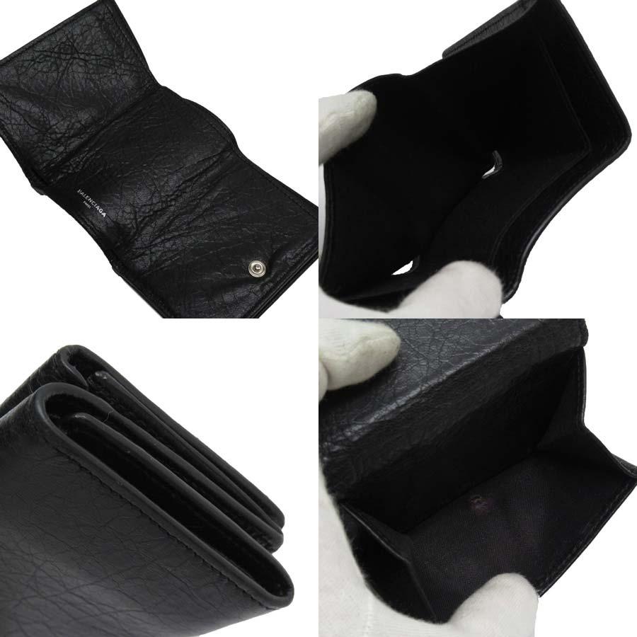 BALENCIAGA バレンシアガ 三つ折り財布 レザー ブラック