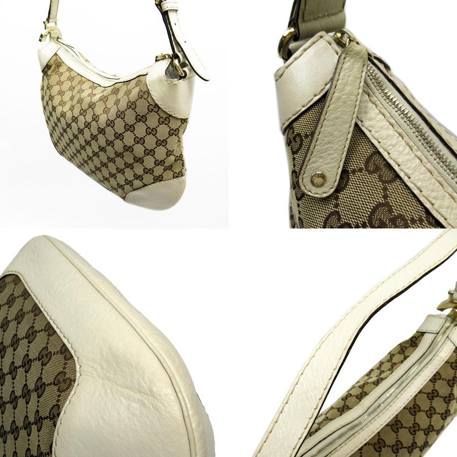 グッチ　ショルダーバッグ　GG キャンバス　レザー　ブラウン　ホワイト GG グッチ GUCCI ショルダーバッグ キャンバスxレザー ブラウン系xオフ