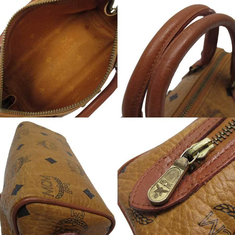 エムシーエム MCM ミニハンドバッグ ロゴグラム レザー キャメル 定番