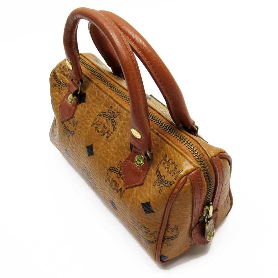 エムシーエム MCM ミニハンドバッグ ロゴグラム レザー キャメル 定番