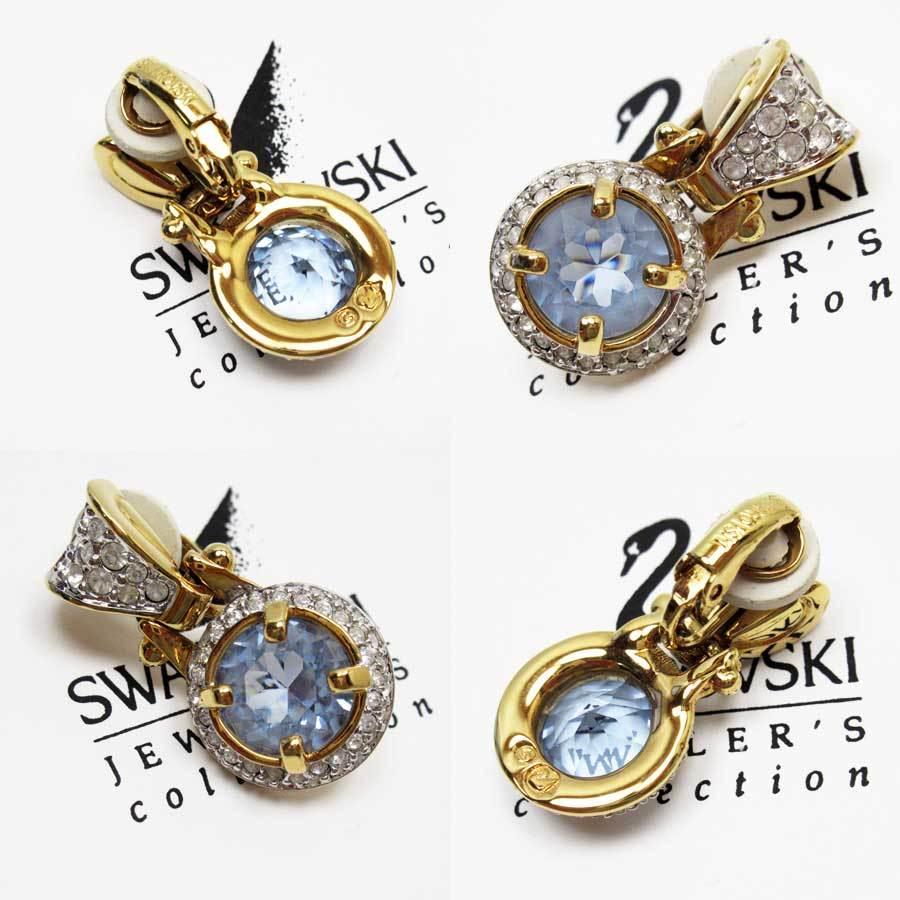 スワロフスキー Swarovski イヤリング クリスタルx金属素材 ゴールドxクリアブルーxクリア 定番人気 t17719aブランド