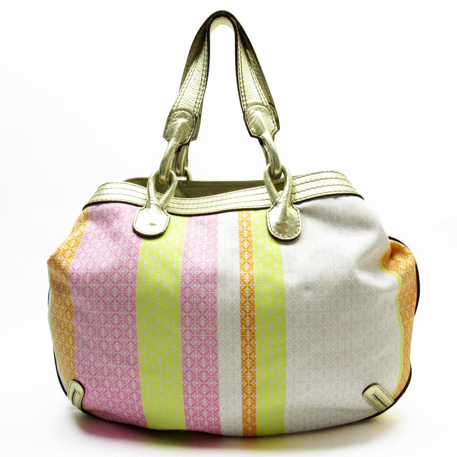 LOEWE ロエベ ハンドバッグ アナグラム キャンバスxレザー ゴールドx 