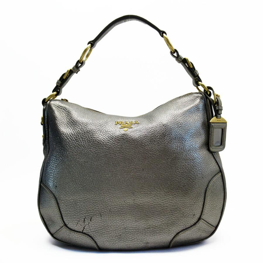 PRADA プラダ ショルダーバッグ レザー シルクxゴールド 定番人気 