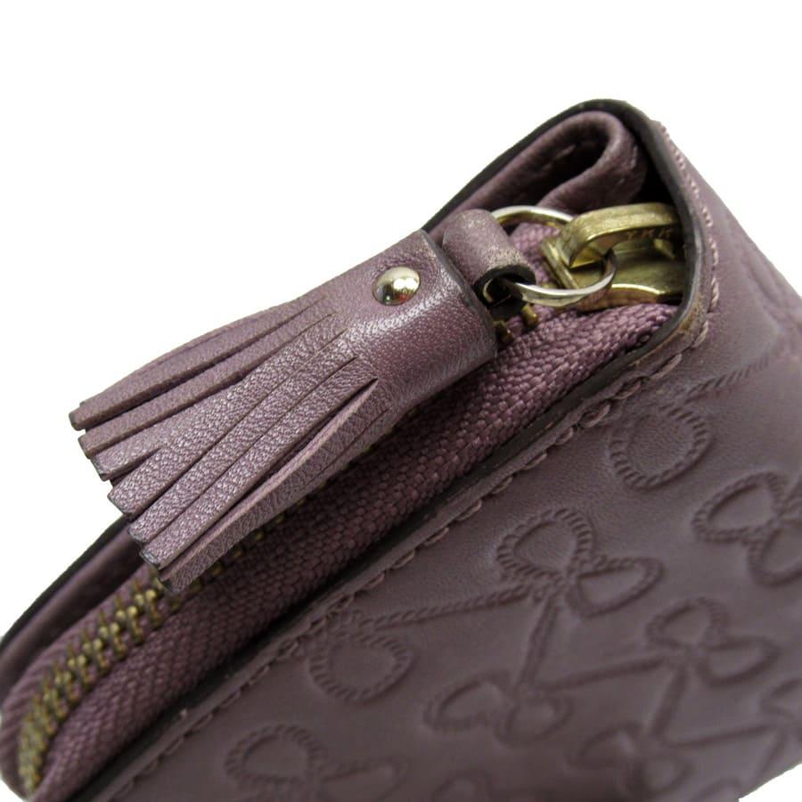 アニヤハインドマーチ Anya Hindmarch 二つ折り財布 リボン レザー