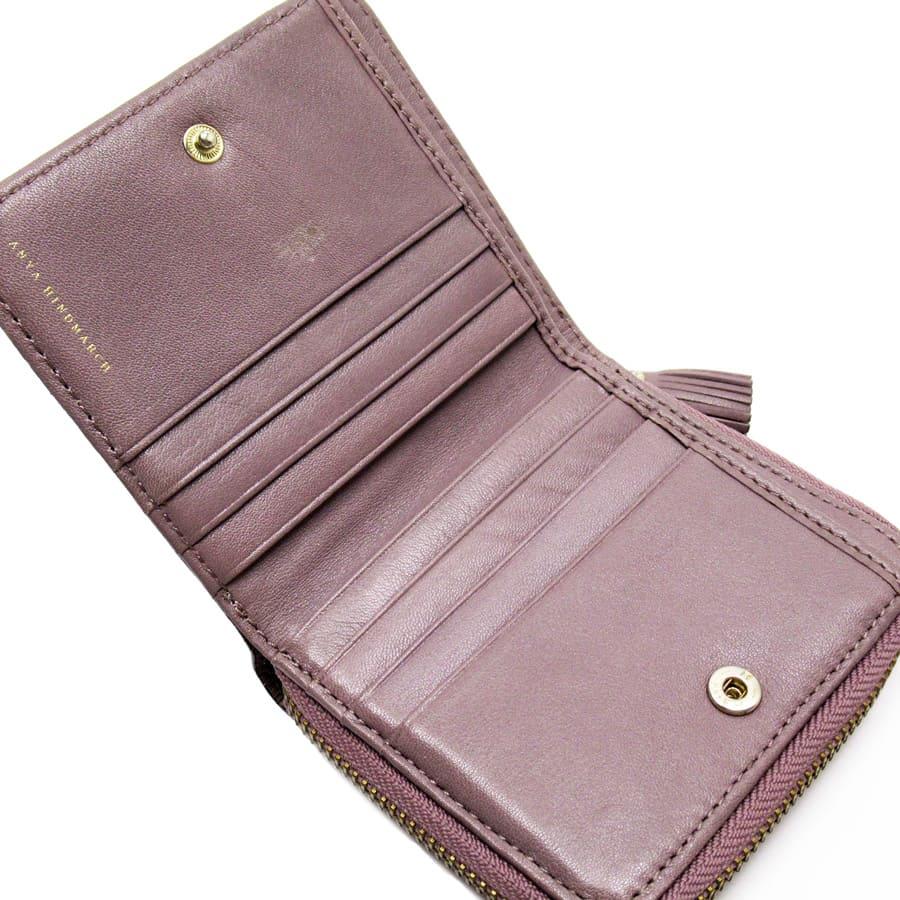 アニヤハインドマーチ Anya Hindmarch 二つ折り財布 リボン レザー