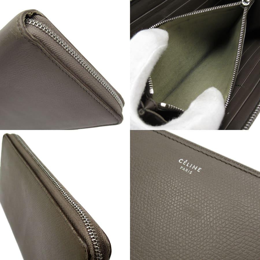 CELINE セリーヌ ラウンドファスナー長財布 レザー ブラウン系 CELINE セリーヌ ラウンドファスナー長財布 レザー ブラウン系