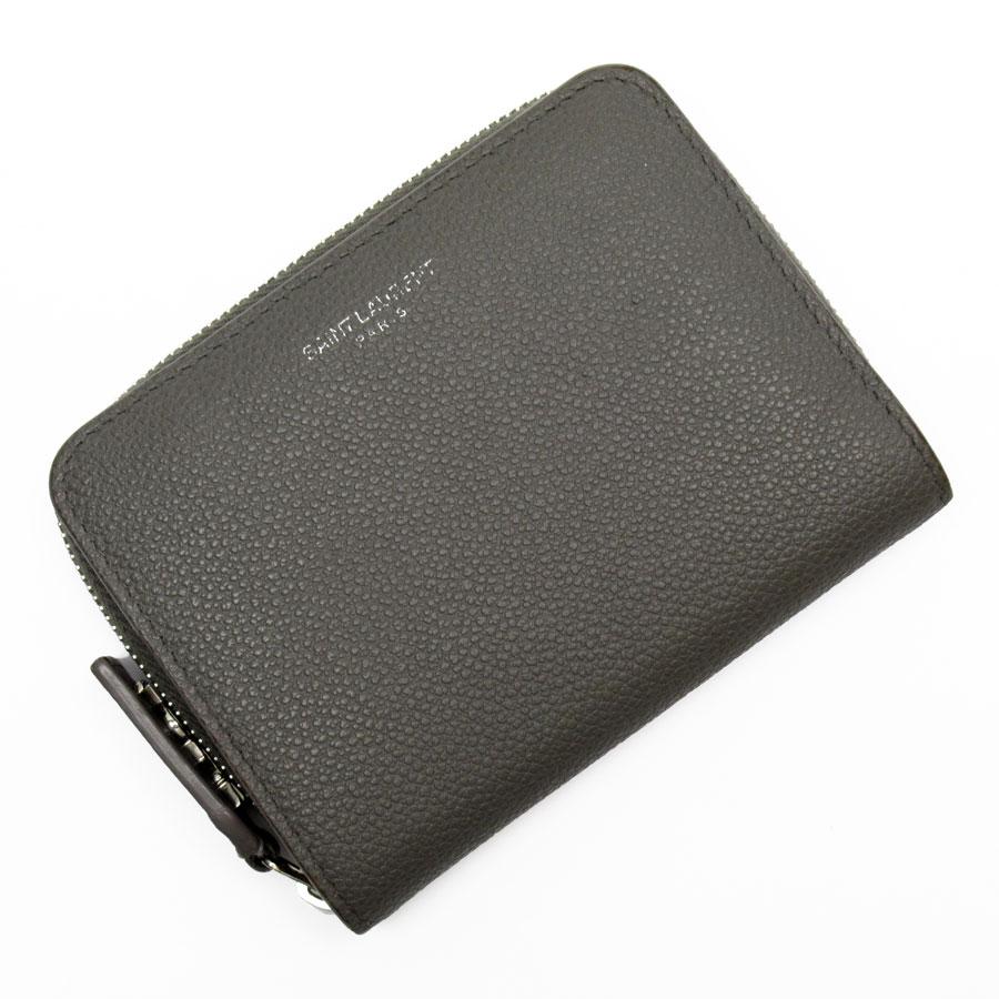サンローラン SAINT LAURENT 二つ折り財布 レザー グレー : t18704g  