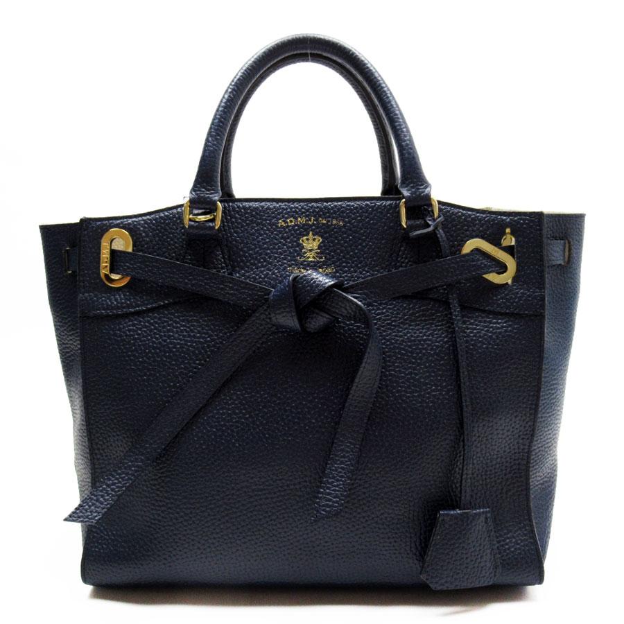 美品A.D.M.J. パイソン革 ネイビーショルダーバッグ 美品A.D.M.J. パイソン革 ネイビーショルダーバッグ