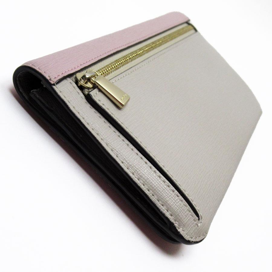 FURLA（フルラ） 長財布 レザー ピンク×ライトグレー : ブランド