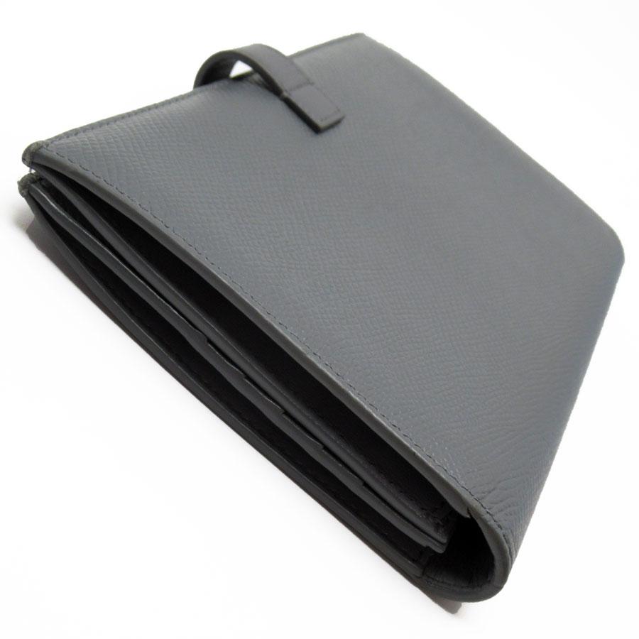 セリーヌ　グレー レザー 二つ折り財布 CELINE セリーヌ 二つ折り財布 レザー グレージュ×ブルーグレー