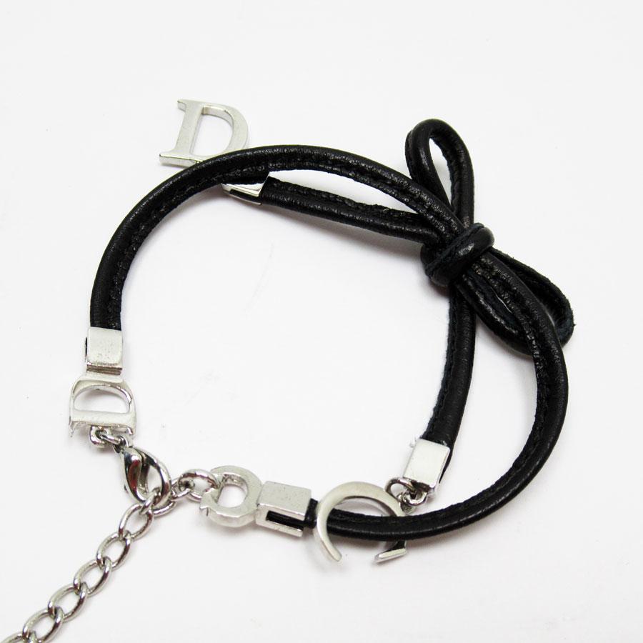 極美品☆クリスチャンディオール☆ブレスレット レザー ロゴプレートブラック クリスチャンディオール Christian Dior ブレスレット レザー/メタル