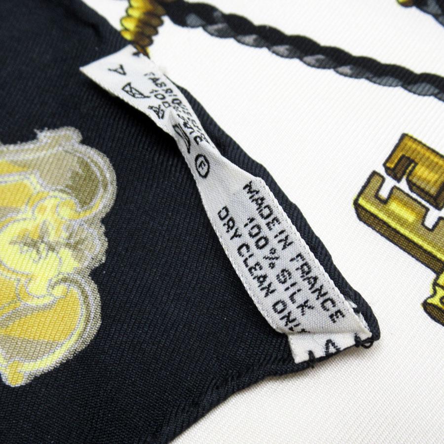 HERMES（エルメス） スカーフ カレ90 LES CLES 鍵 シルク ブラック