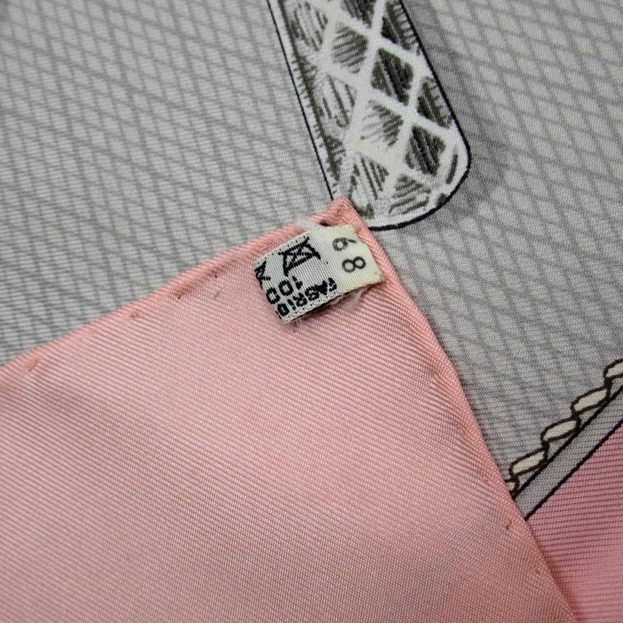 HERMES（エルメス） スカーフ カレ90 CANNES&POMMEAUX シルク ピンク系