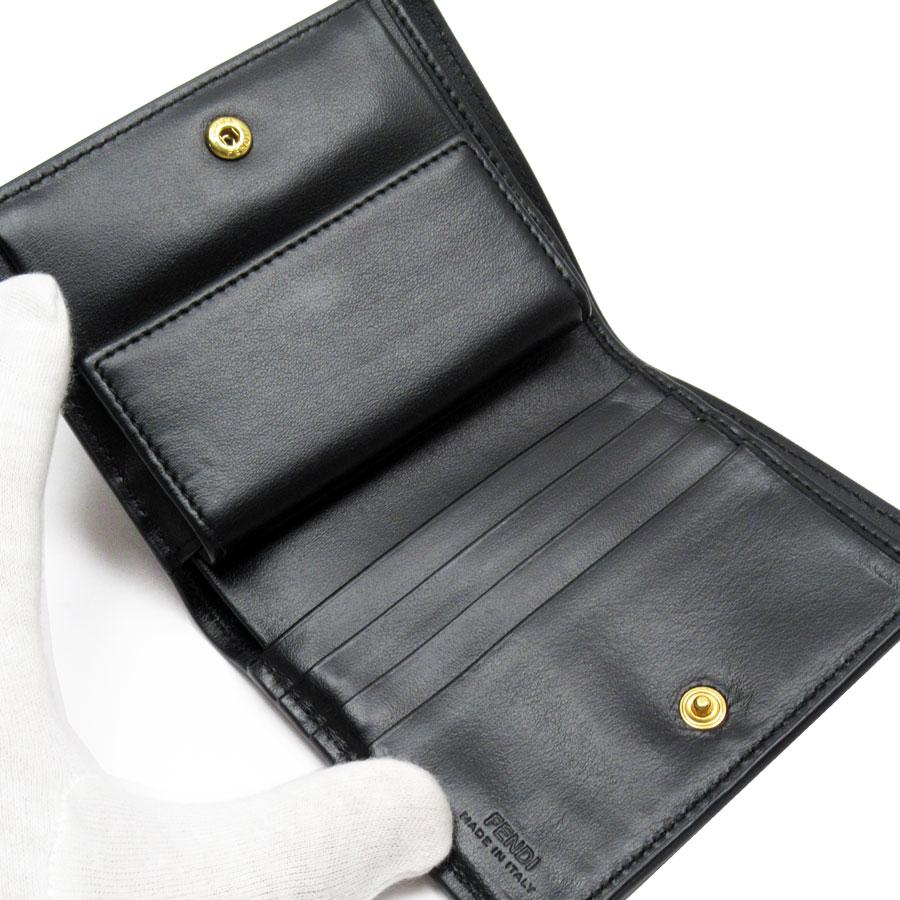 FENDI（フェンディ） 二つ折り財布 レザー ブラック : ブランド
