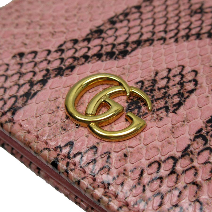 GUCCI（グッチ） 二つ折り財布 GGMarmont パイソン ピンク : ブランド