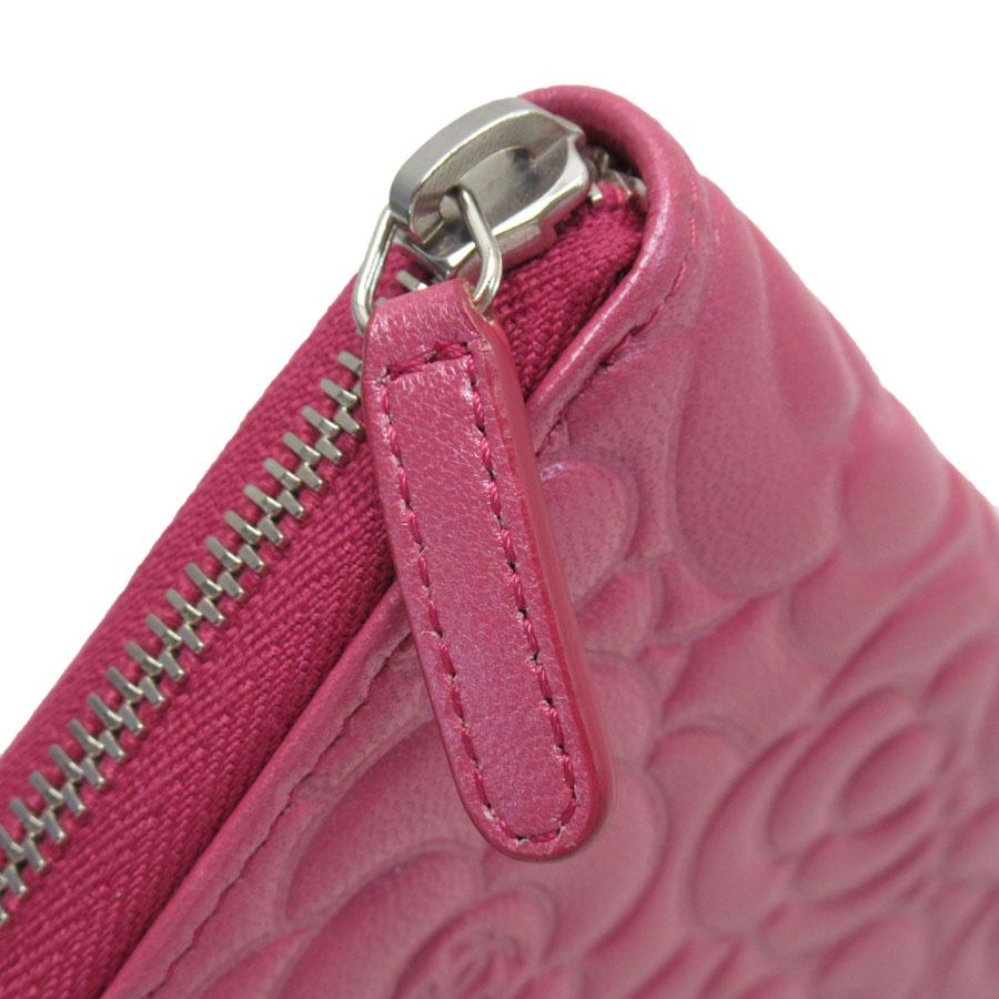 CHANEL（シャネル） ラウンドファスナー長財布 カメリア レザー ピンク