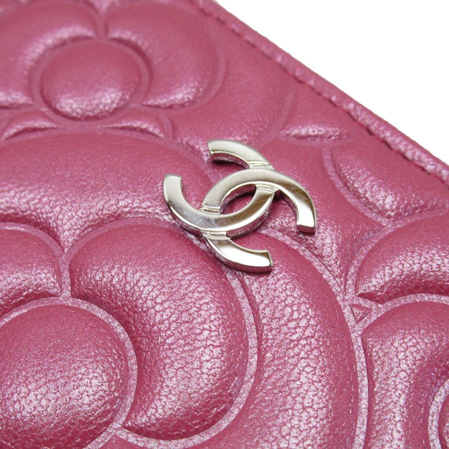 CHANEL（シャネル） ラウンドファスナー長財布 カメリア レザー ピンク