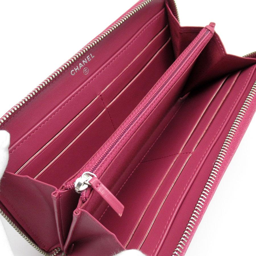 CHANEL（シャネル） ラウンドファスナー長財布 カメリア レザー ピンク