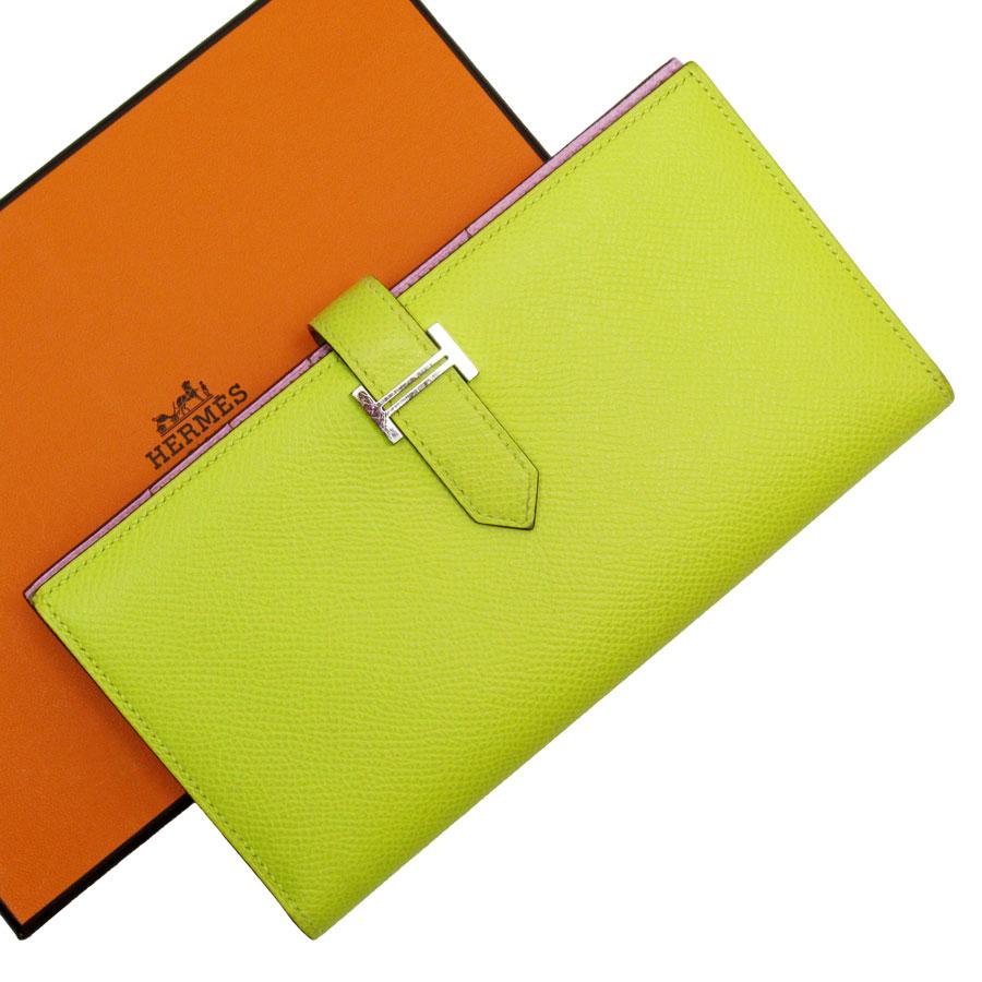 エルメス HERMES ベアンスフレ ヴェルソ 二つ折り長財布 財布 レザー ヴォーエプソン ヴォーエプソン レディース イエロー系 モーヴシルベストル 【中古】 HERMES（エルメス） 二つ折り長財布 ベアンスフレ ヴェルソ ヴォー