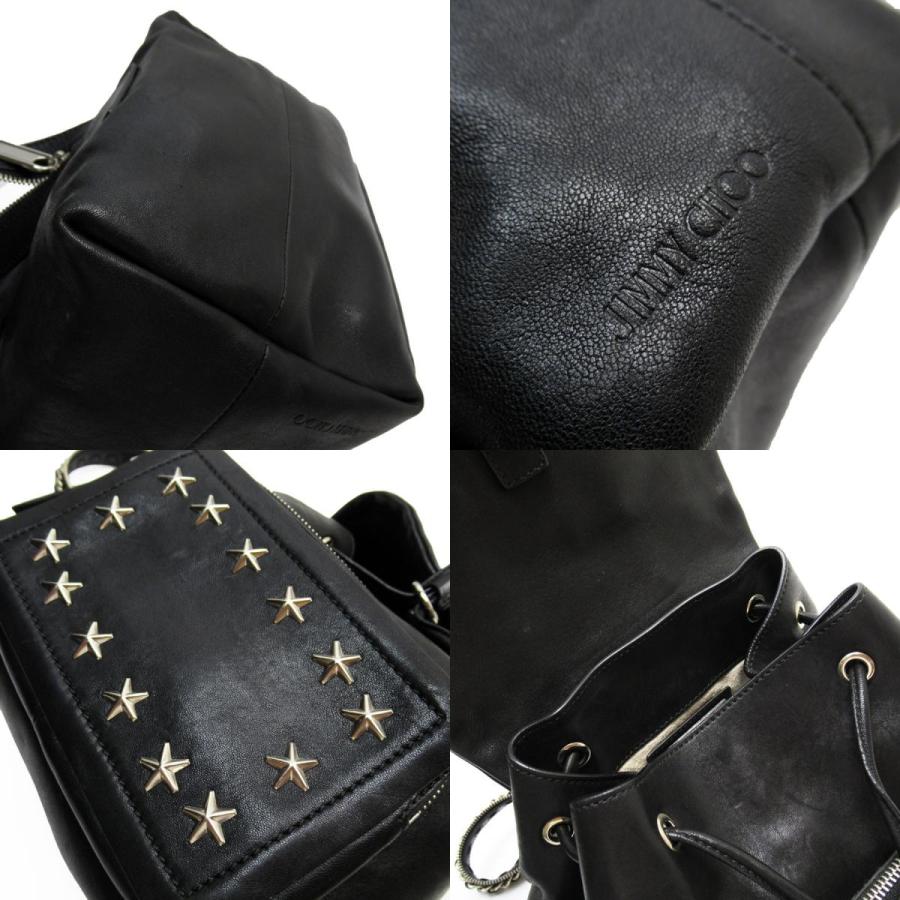 JIMMY CHOO ブラックレザーリュック シンチ バックパック M | ブラック バイカーレザー・バックパック