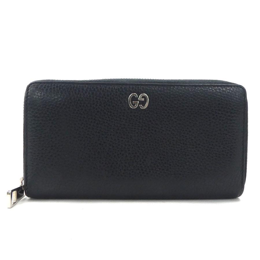 GUCCI（グッチ） ラウンドファスナー長財布 レザー ブラック