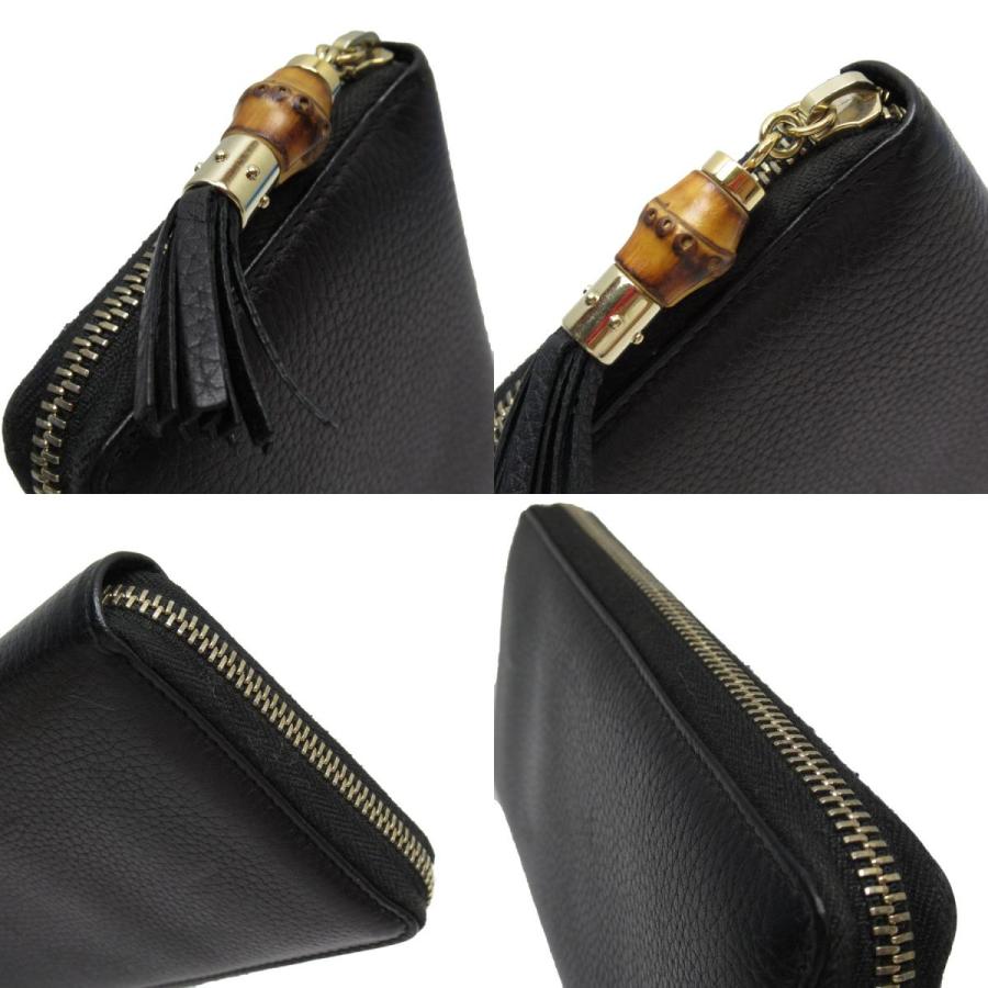 GUCCI（グッチ） ラウンドファスナー長財布 バンブー レザー ブラック
