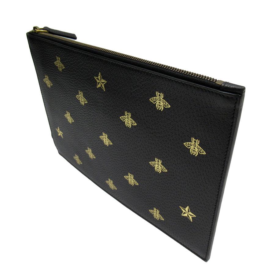 GUCCI（グッチ） クラッチバッグ レザー ブラック/ゴールド : ブランド