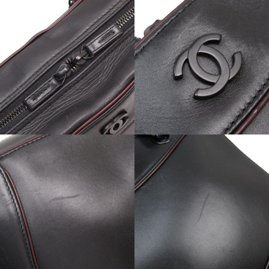 シャネル CHANEL ショルダーバッグ レザー ブラック/バーガンディ 