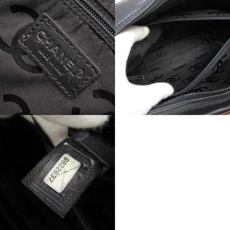 シャネル CHANEL ショルダーバッグ レザー ブラック/バーガンディ 
