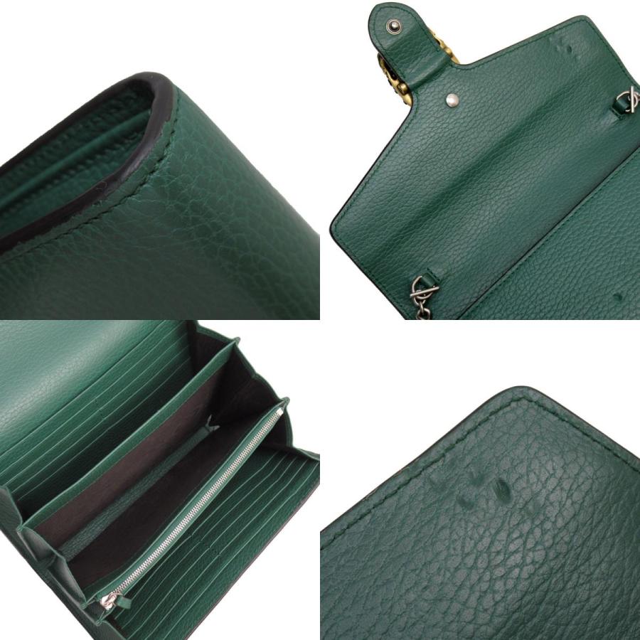 GUCCI グリーンレザー ショルダーバッグ 財布 GUCCI（グッチ） ウォレットチェーン 斜め掛けショルダーバッグ