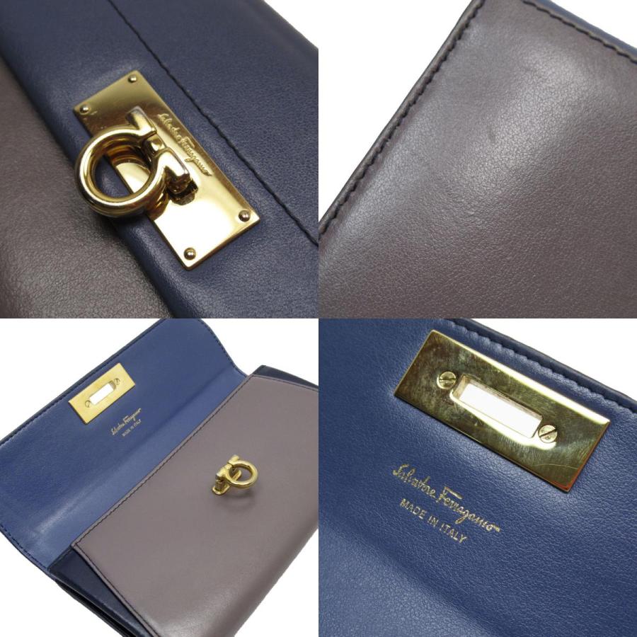 Salvatore Ferragamo ガンチーニ 長財布 ネイビー サルヴァトーレフェラガモ Salvatore Ferragamo 長財布 ガンチーニ