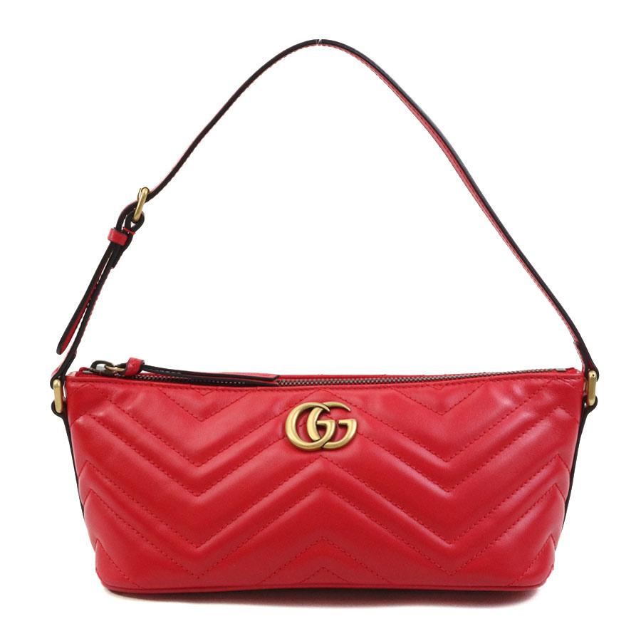 GUCCI（グッチ） ショルダーバッグ GGマーモント レザー レッド