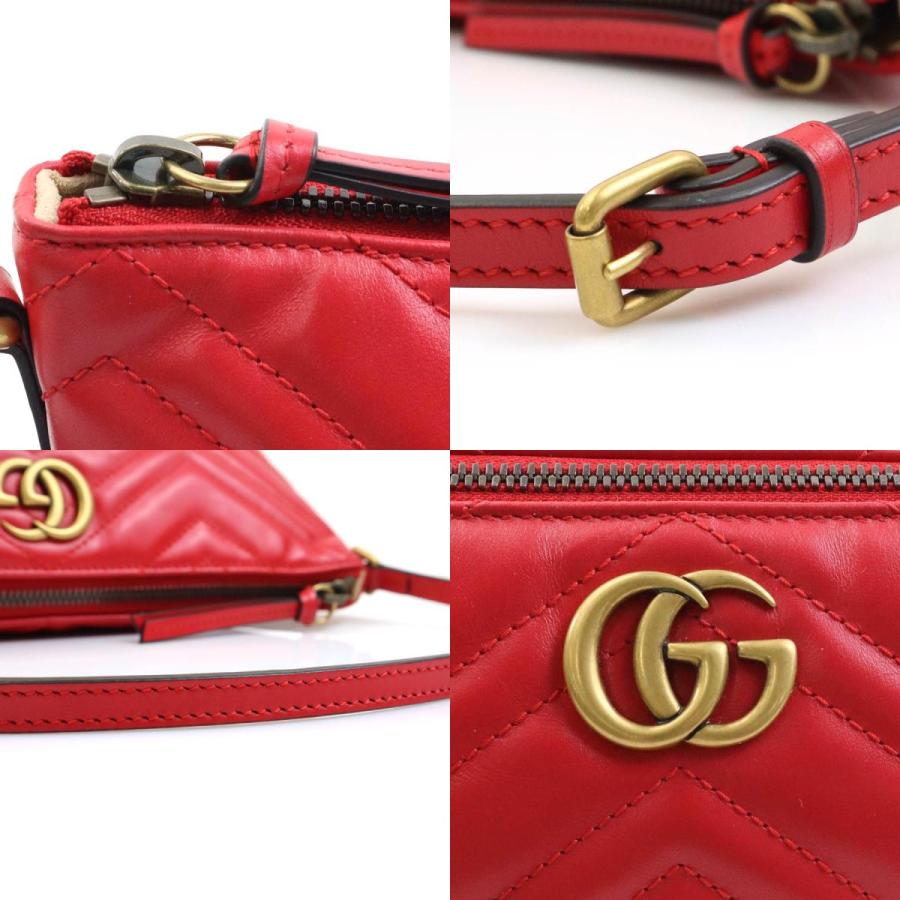 GUCCI（グッチ） ショルダーバッグ GGマーモント レザー レッド