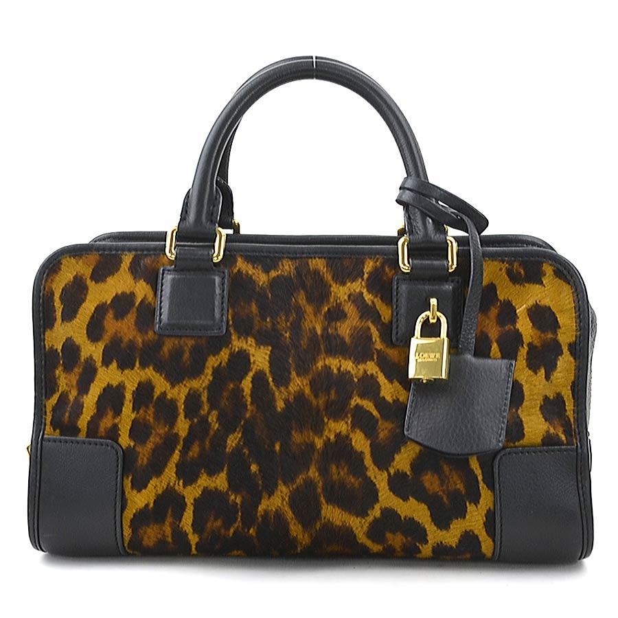 ロエベ LOEWE バニティ レオパード バッグ ハンドバッグ レディース【中古】 LOEWE（ロエベ） ハンドバッグ レオパード アマソナ ハラコ/レザー